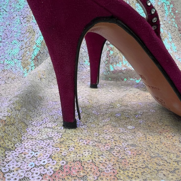 VTG Magenta Rhinestone Decorated Slingback Heels - Picture 11 of 11